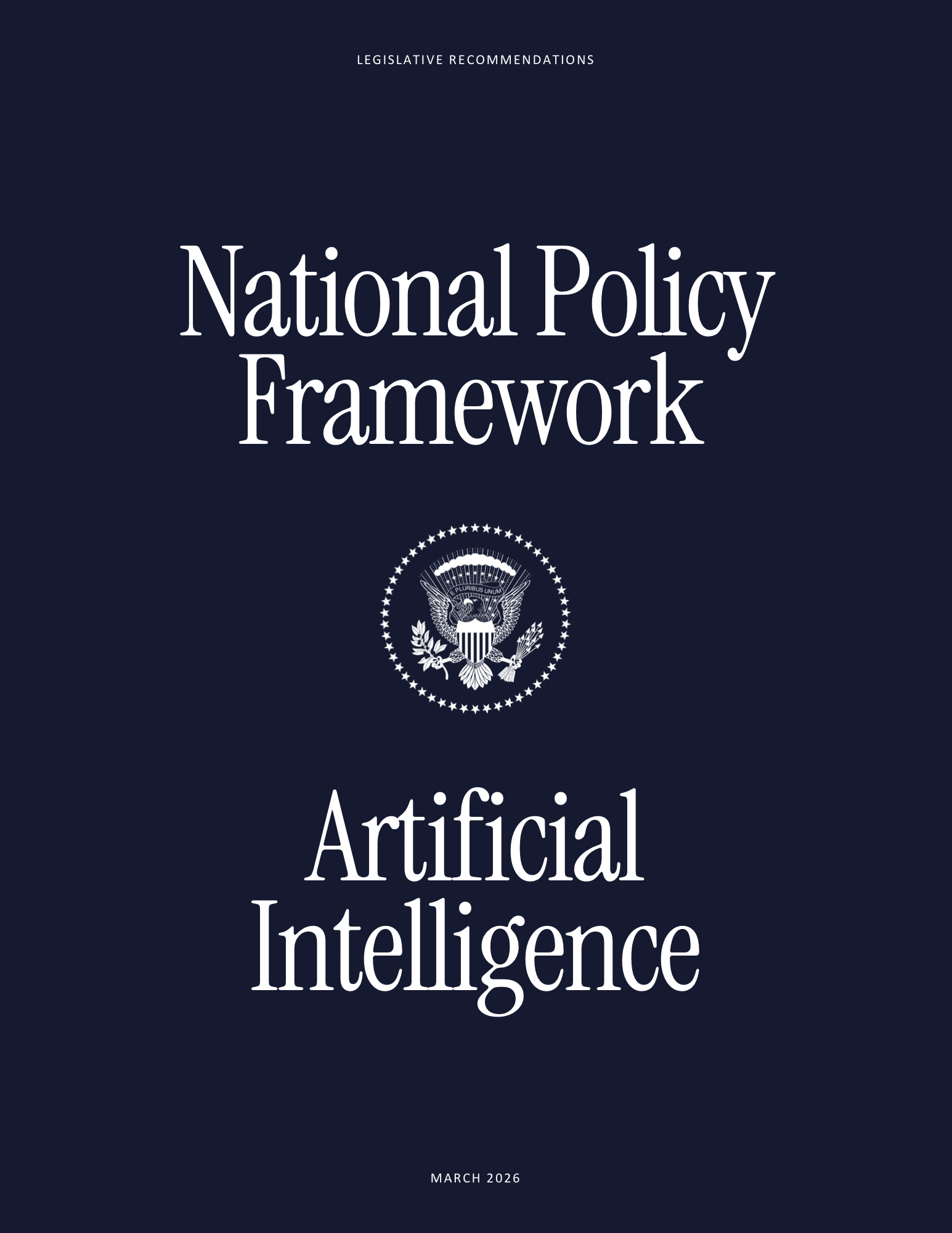 National Policy Framework for Artificial Intelligence - March 2026